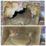 dryer vent rooftop cap- before and after